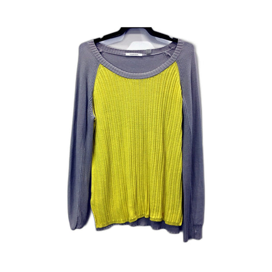 Country Road Womens Cotton Pullover Sweater in Gray and Yellow, Size M