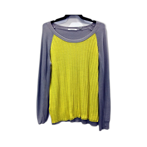Country Road Womens Cotton Pullover Sweater in Gray and Yellow, Size M