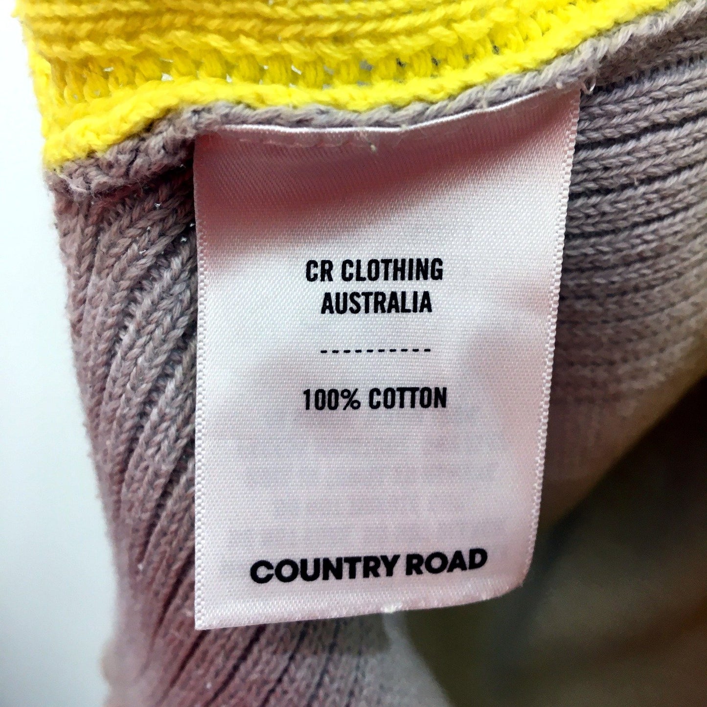 Country Road Womens Cotton Pullover Sweater in Gray and Yellow, Size M