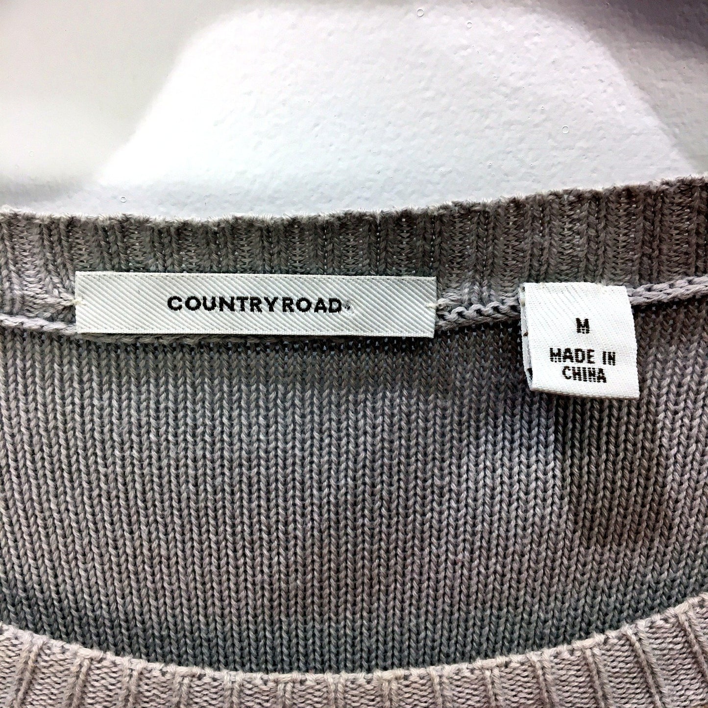 Country Road Womens Cotton Pullover Sweater in Gray and Yellow, Size M