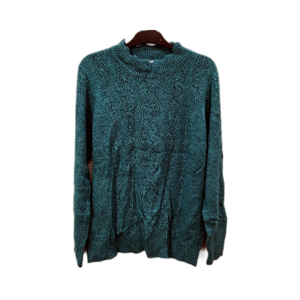 Honour Womens Teal Pullover Acrylic Knit Comfortable Sweater Size 14 NEW