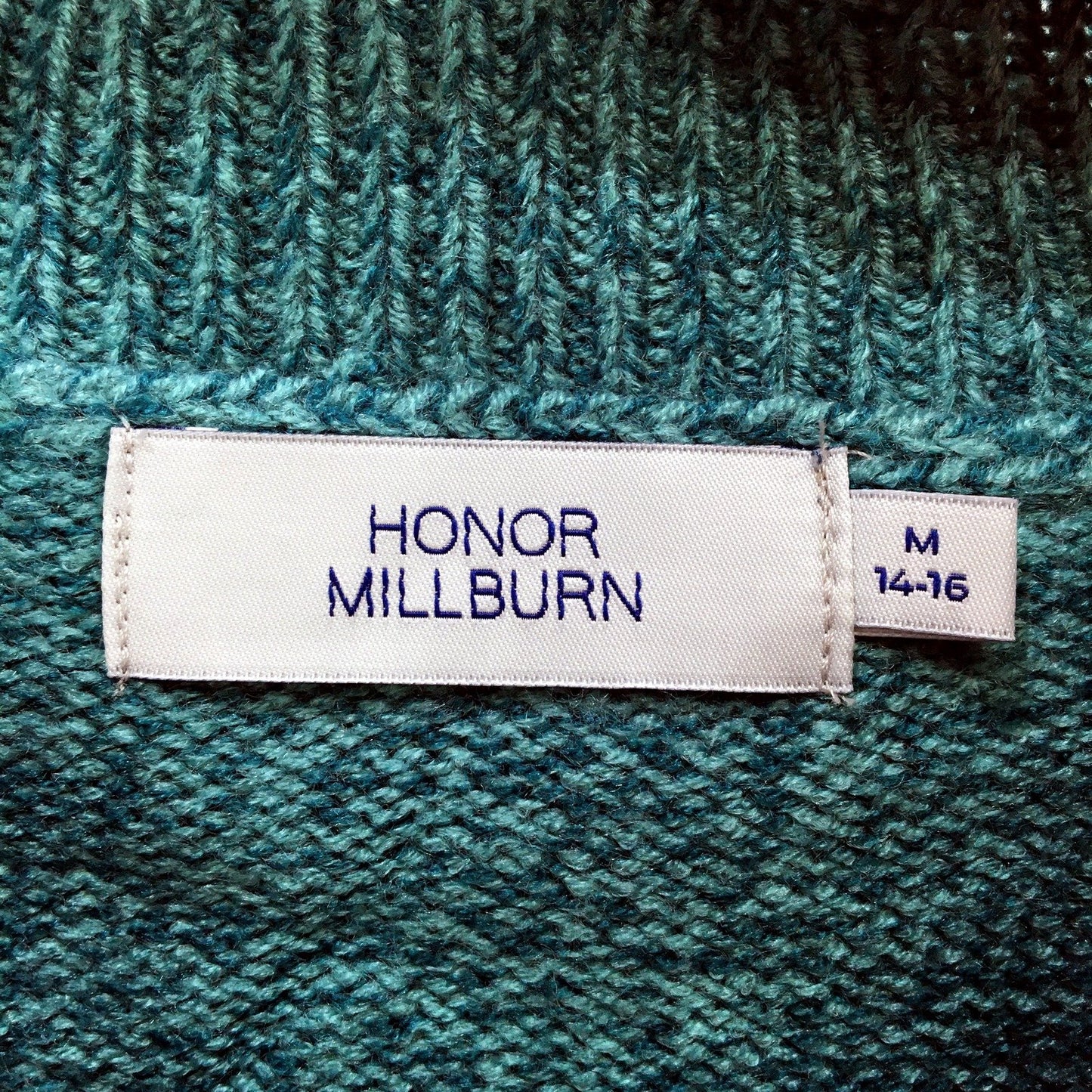 Honour Womens Teal Pullover Acrylic Knit Comfortable Sweater Size 14 NEW
