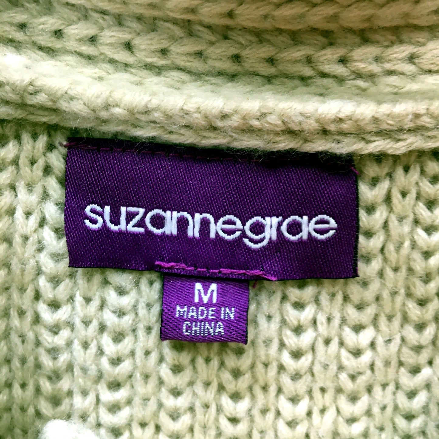 Suzanne Grae Womens Cowl Neck Button Pullover Sweater in Beige, Size M