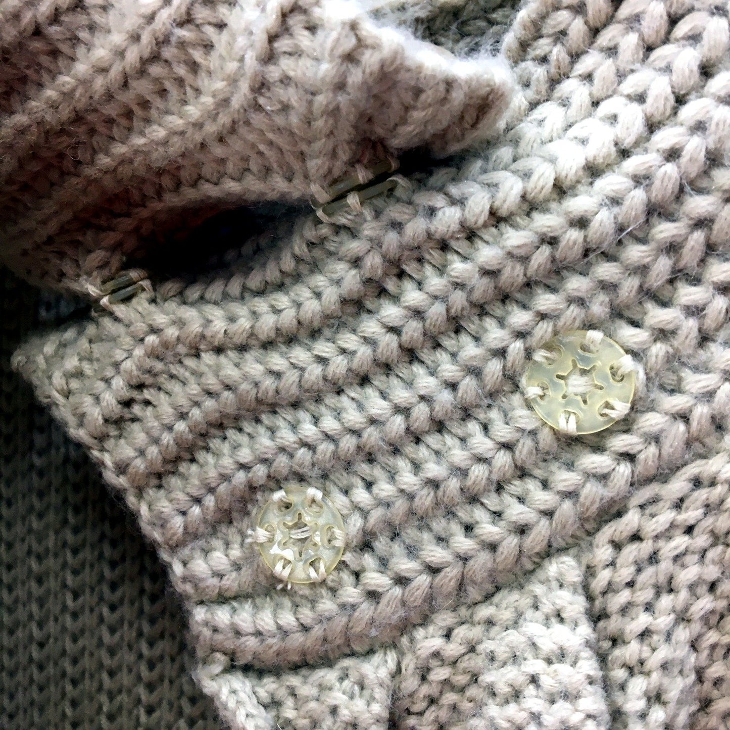 Suzanne Grae Womens Cowl Neck Button Pullover Sweater in Beige, Size M
