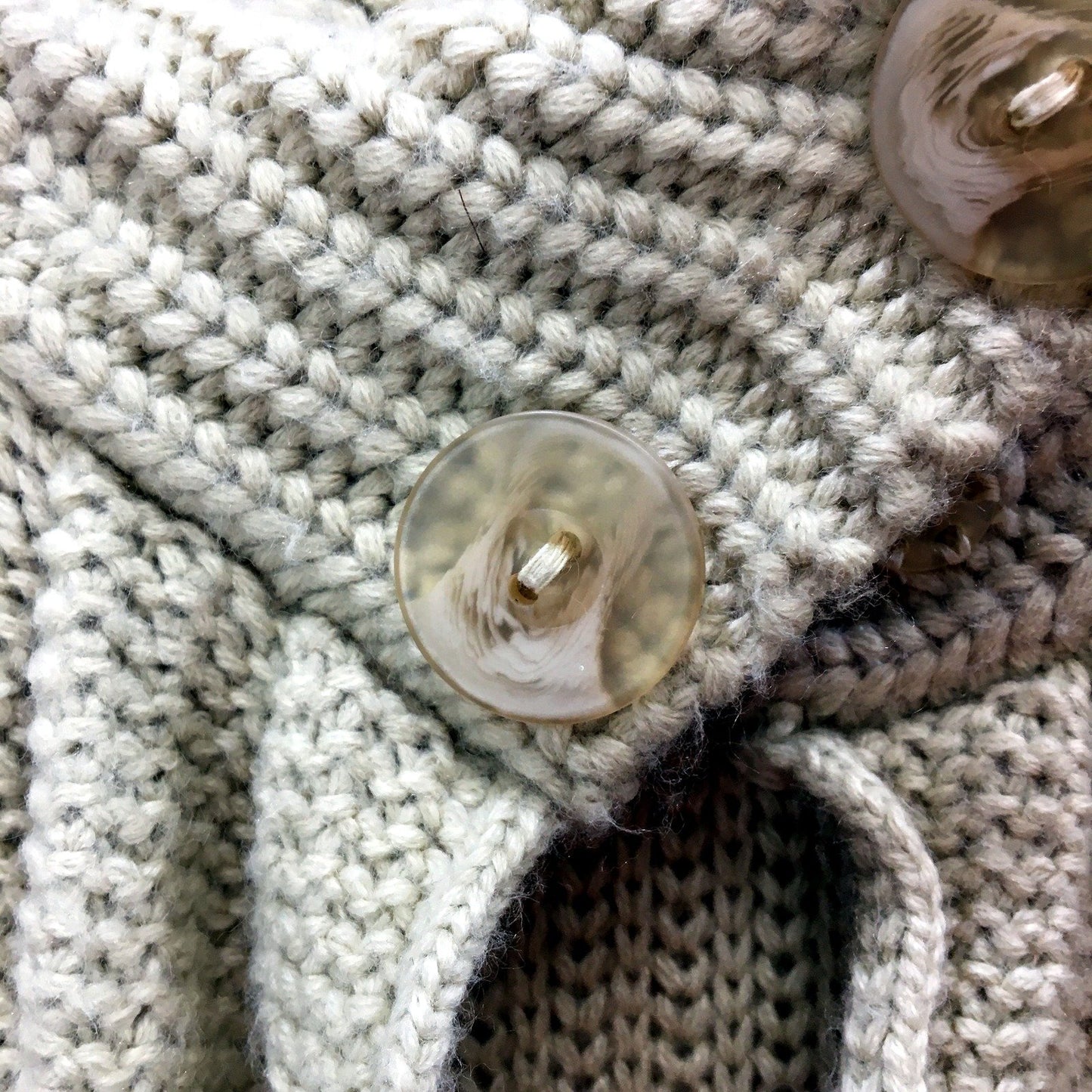 Suzanne Grae Womens Cowl Neck Button Pullover Sweater in Beige, Size M