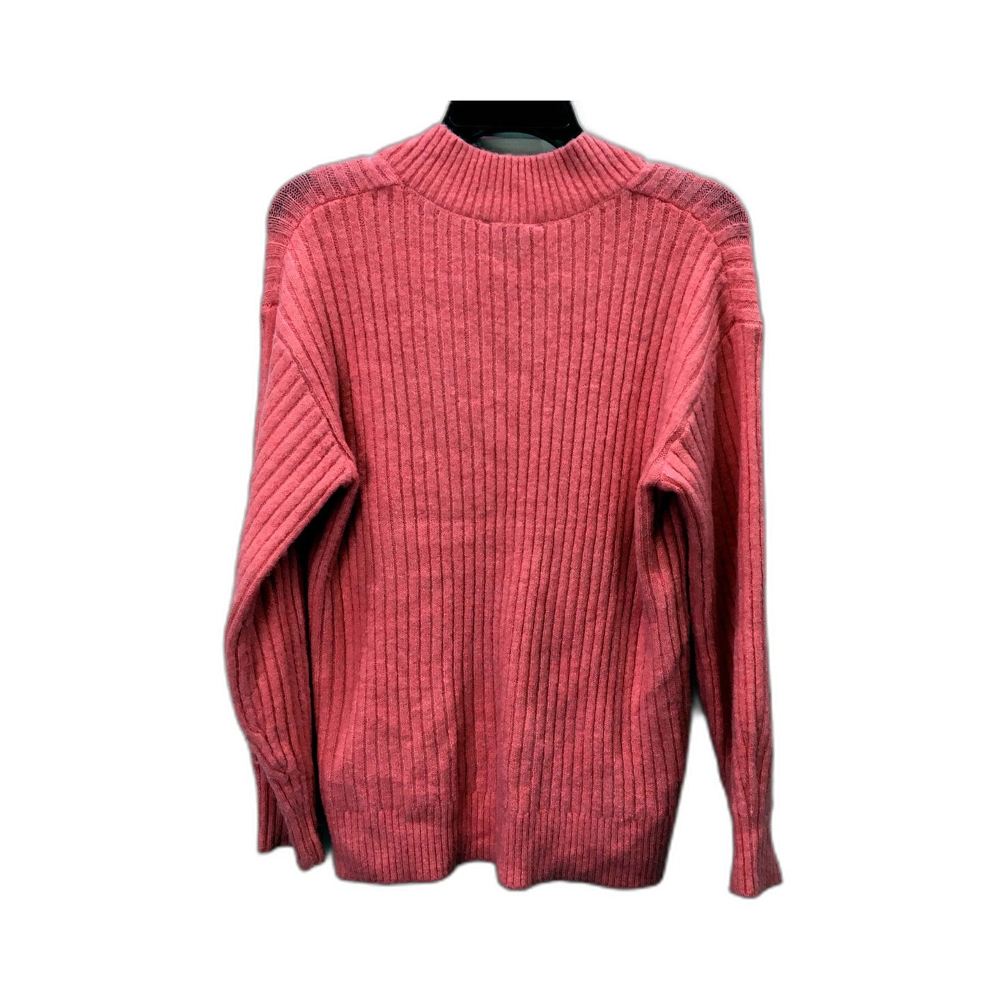 Ribbed Knit V-Neck Pullover Sweater Womens in Pink, Size M NEW
