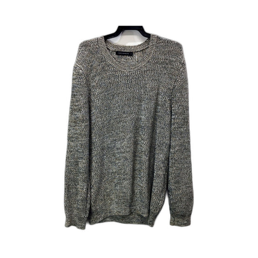 French Connection Mens Marled Knit Pullover Sweater in Gray/Beige, Size M NEW