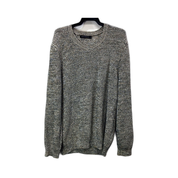 French Connection Mens Marled Knit Pullover Sweater in Gray/Beige, Size M NEW