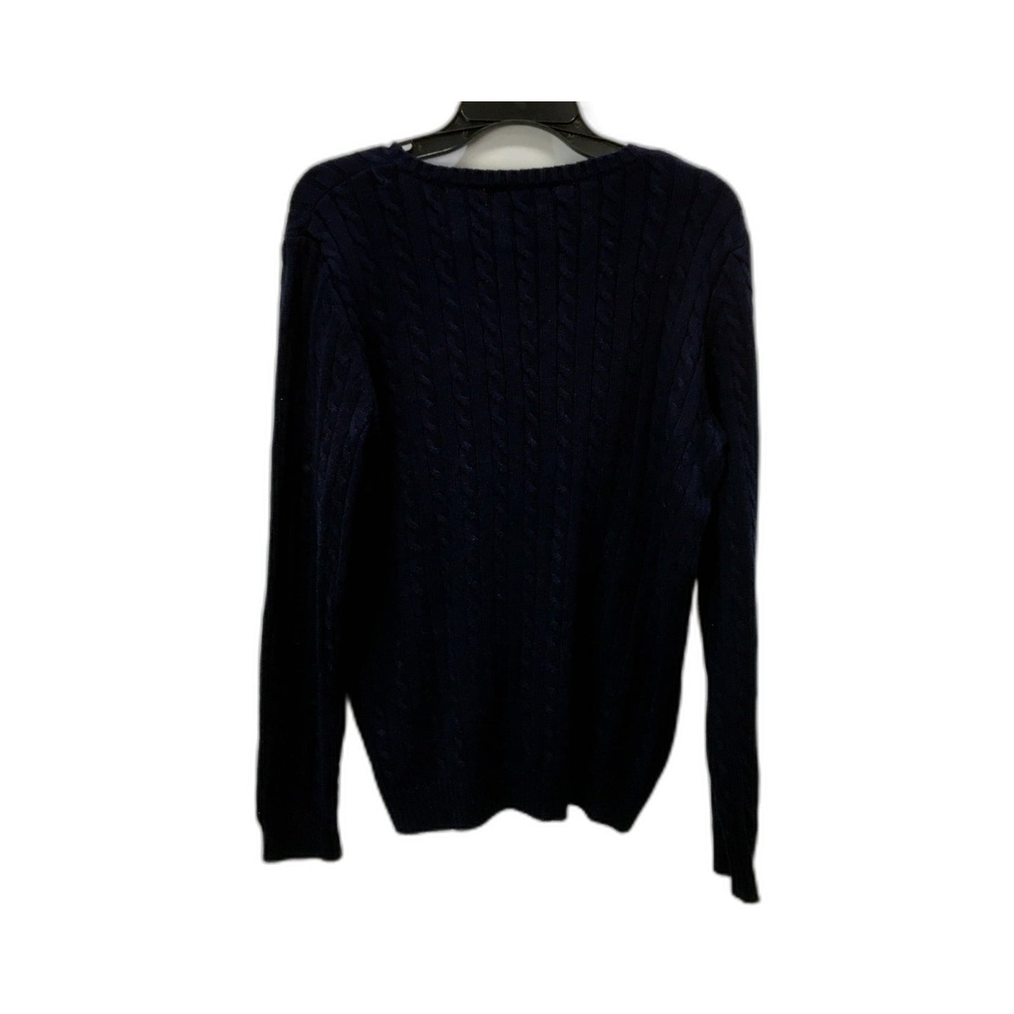 Ralph Lauren Mens Navy Blue Cable Knit V-Neck Pullover Sweater Size XL