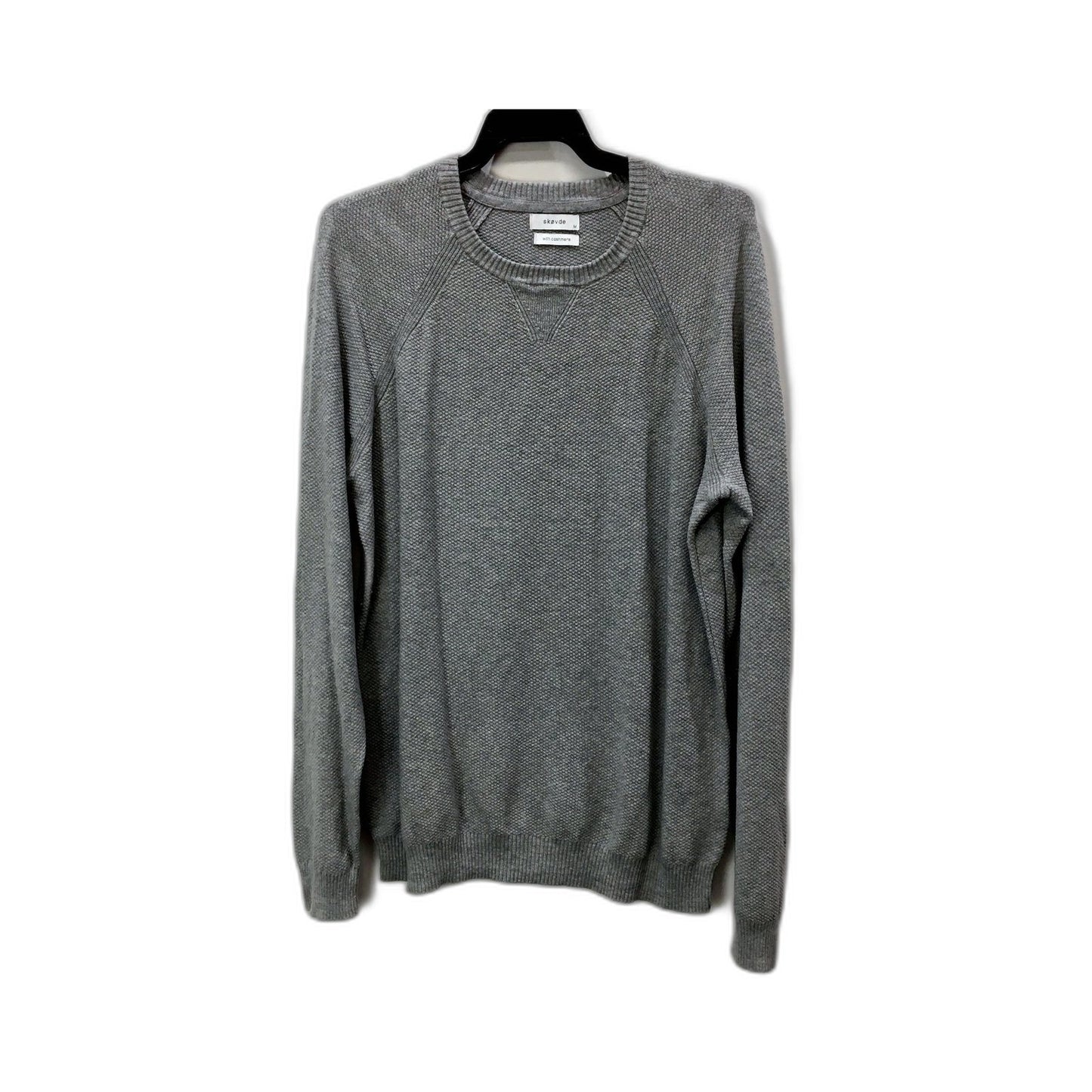 Skøvde Mens Gray Cashmere Blend Pullover Sweater - Comfortable Fit Size M