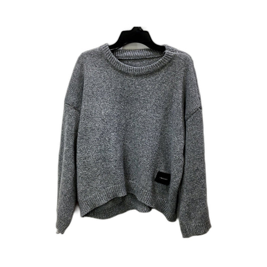 Macon F Womens Gray Ribbed Crew Neck Pullover Sweater, Small Size