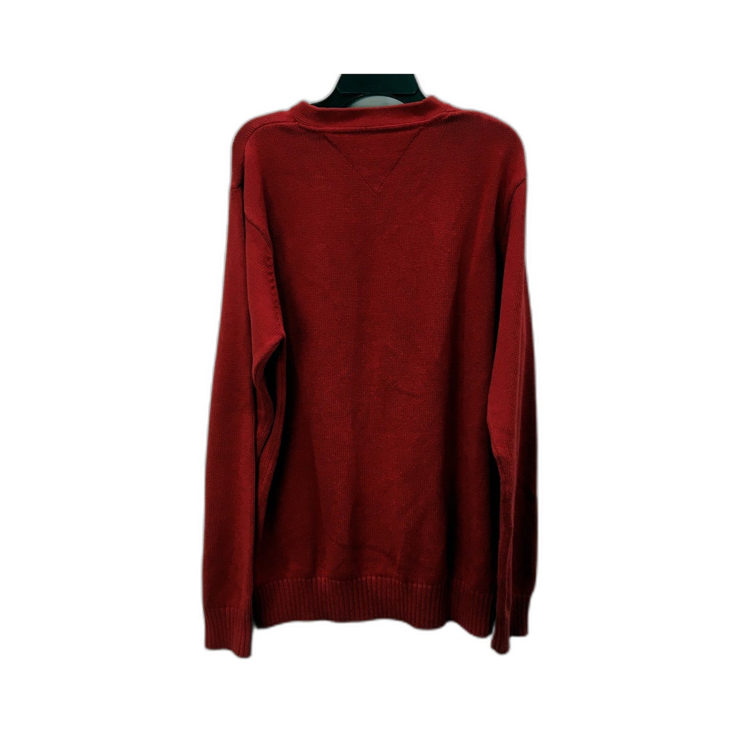 Tommy Hilfiger Mens V-Neck Cotton Pullover Sweatshirt in Red, Size M