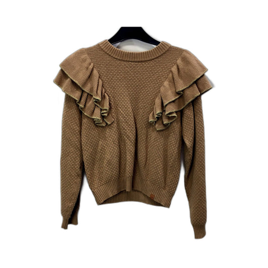 Country Road Womens Ruffle Trim Pullover Sweater in Tan Size 10