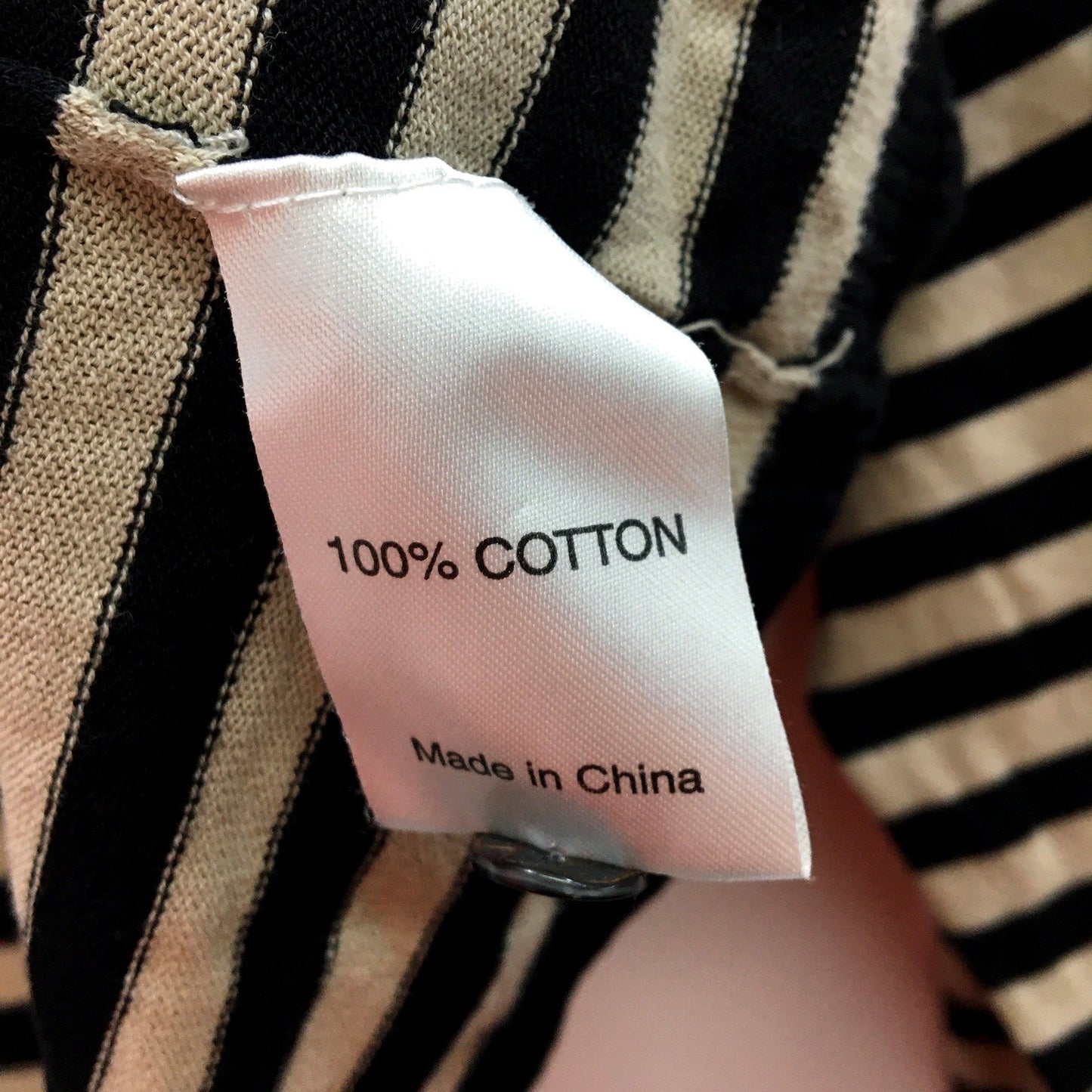 Anna Thomas Womens Striped Cotton Cardigan Sweater Black and Beige Size 1