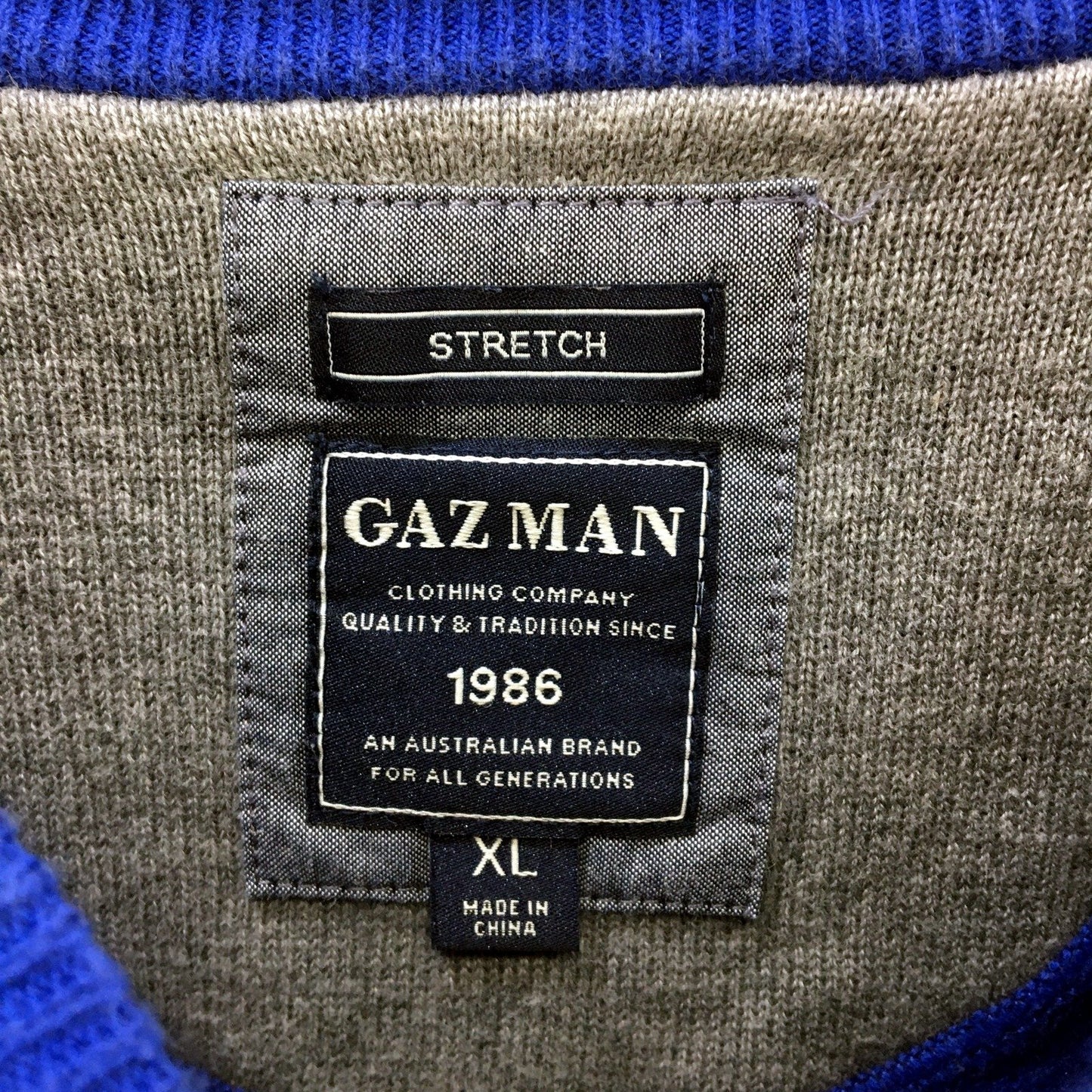 Gaz Man Mens Blue Pullover Sweater Soft Cotton Stretch Comfortable Size XL