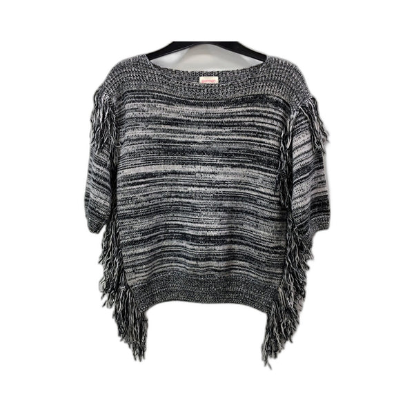 Gorman Womens Fringed Knit Pullover Sweater in Black and Gray, Size 6