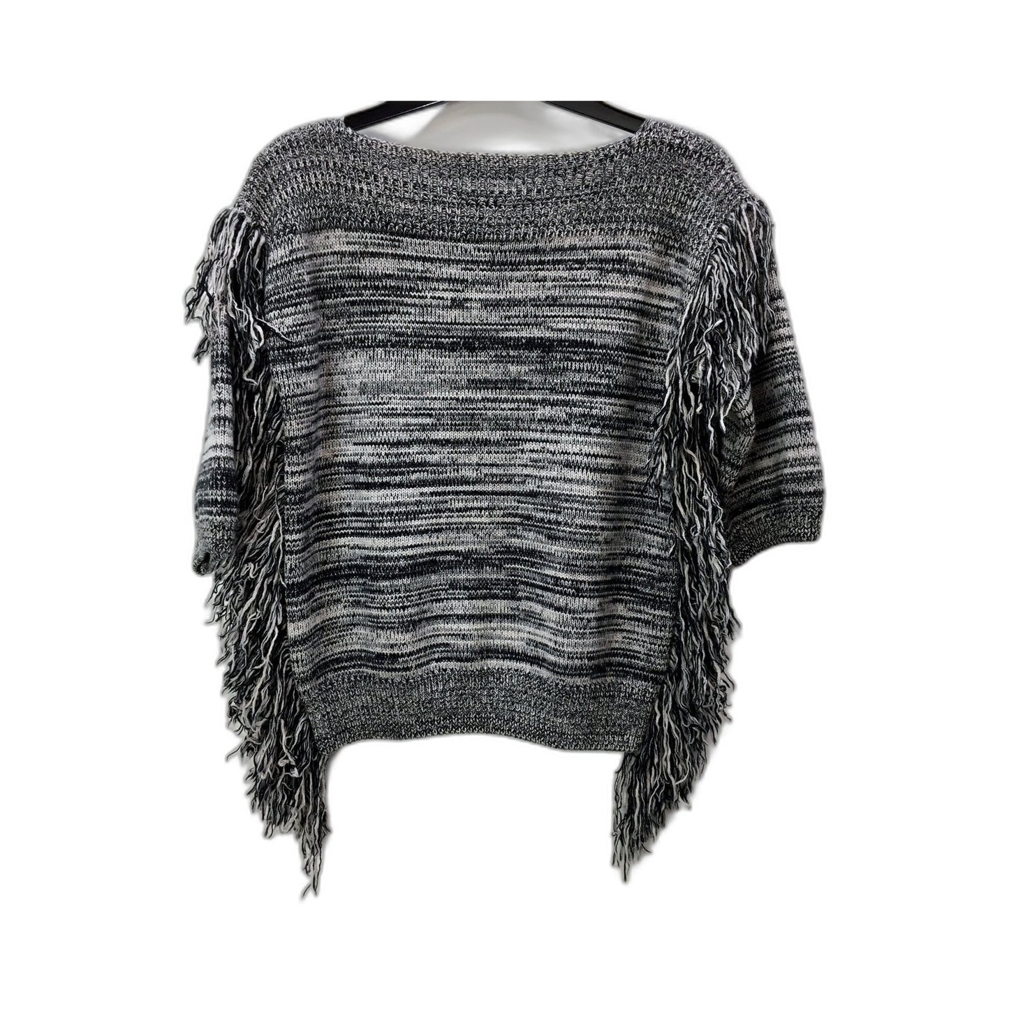 Gorman Womens Fringed Knit Pullover Sweater in Black and Gray, Size 6