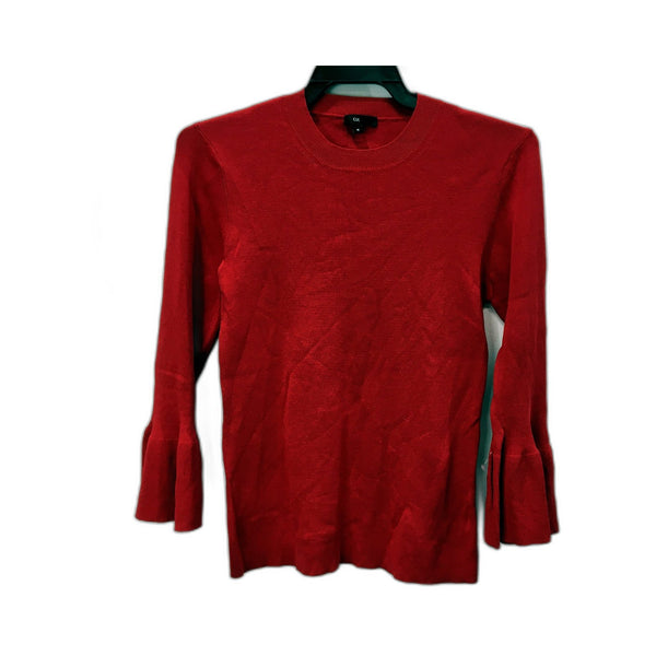 Cue Womens Bell Sleeve Pullover Sweater in Red Viscose Nylon, Size M NEW