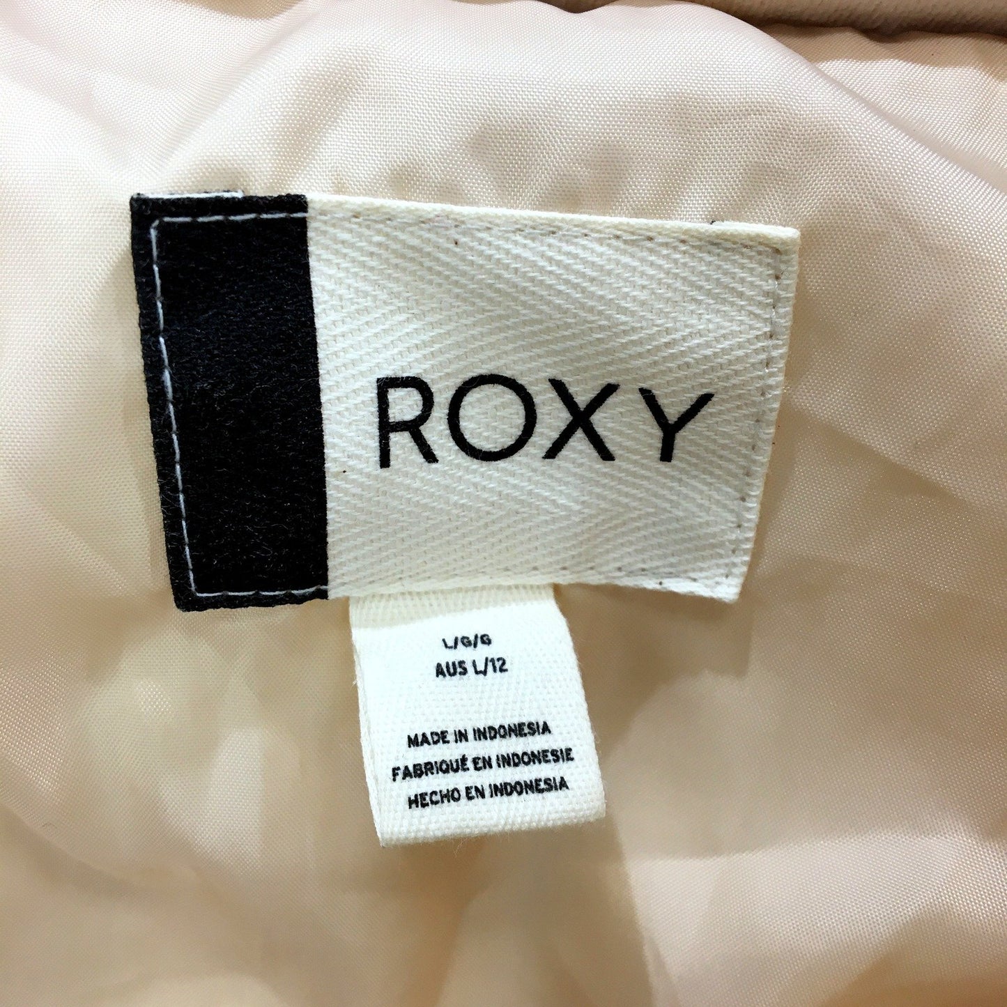 Roxy Womens Quilted Puffer Jacket Beige Lightweight Warm Casual Outerwear Size
