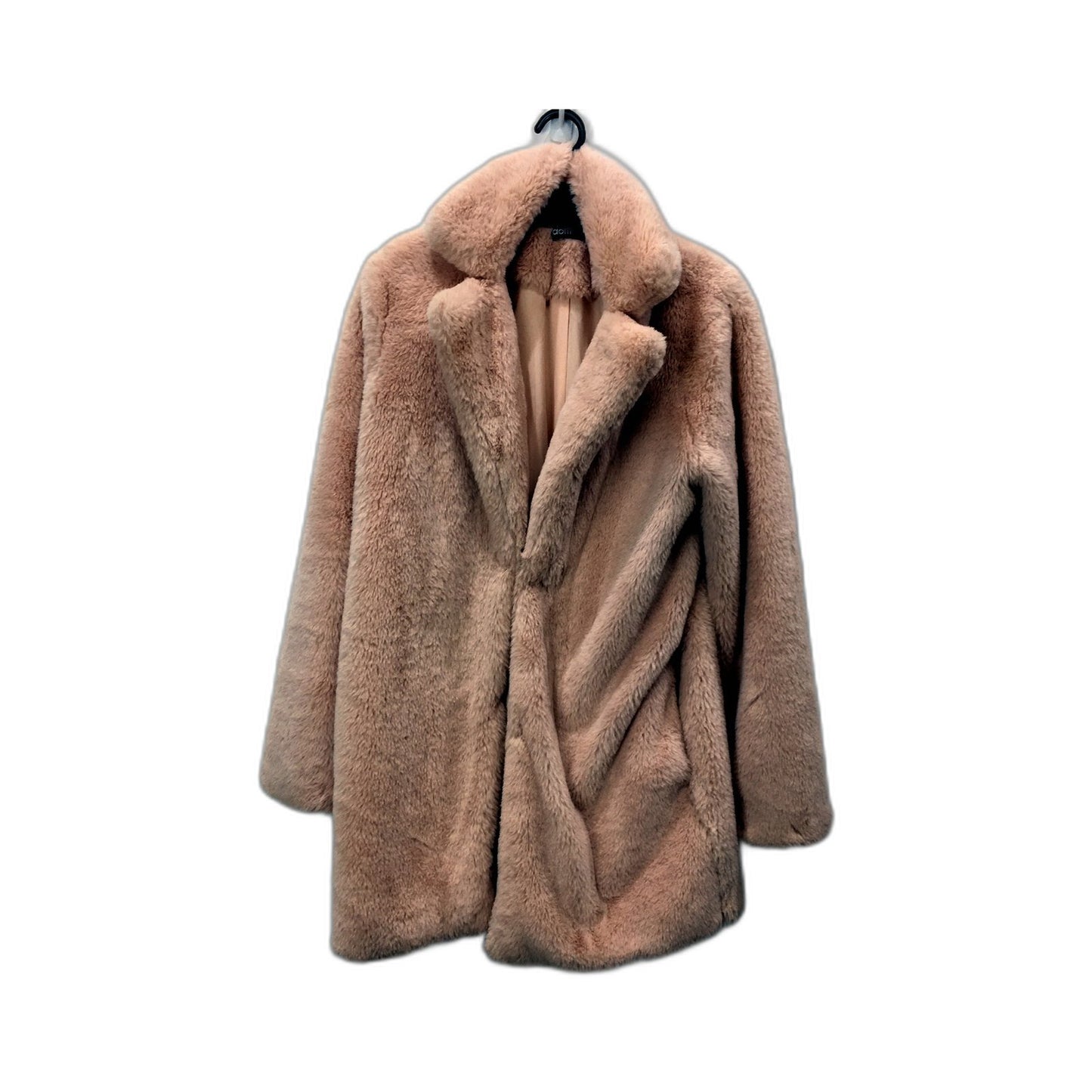 Dotti Womens Long Faux Fur Coat Cozy Stylish Winter Outerwear Pink Size 8