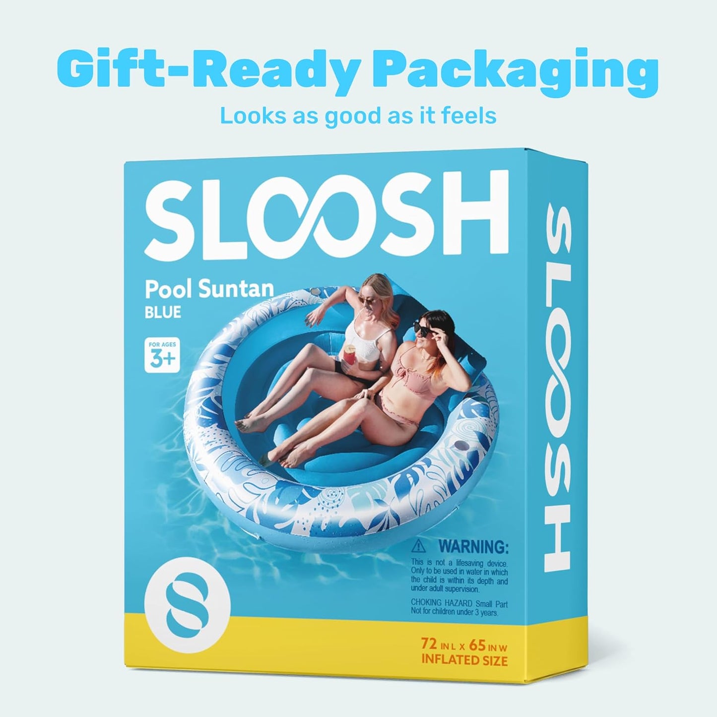Sloosh Inflatable Pools & Water Fun Tanning Pool Lounger Float 72" x 65" NEW