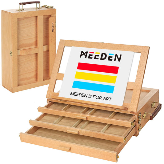 MEEDEN Tabletop Easels Sketchbox Easel, Adjustable Multi-Function Beech NEW
