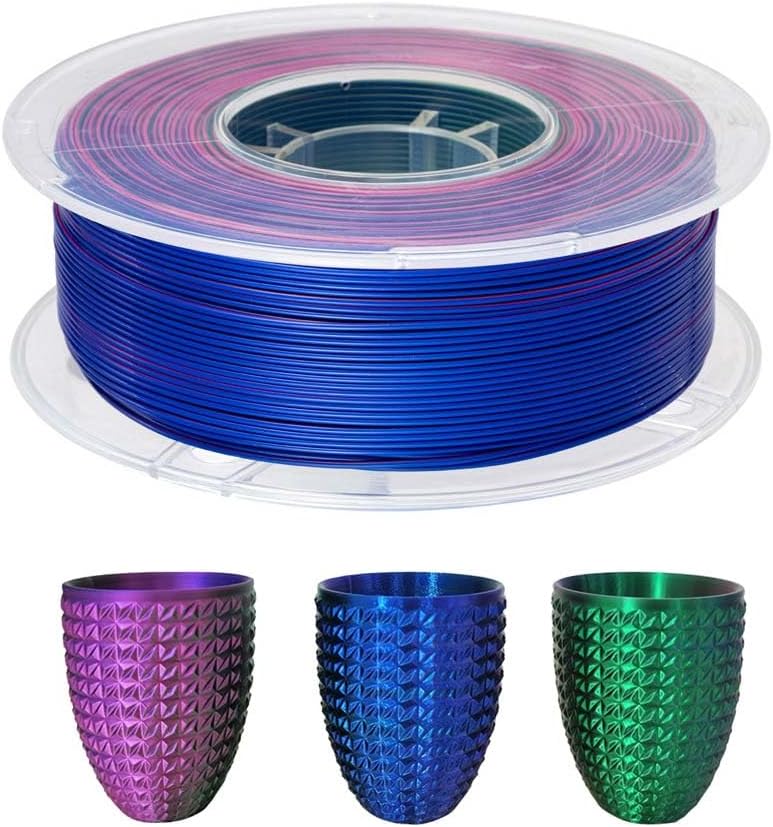 CC3D Silk Tri-Color PLA Filament for 3D Printing Red Blue Green 1.75mm 1KG NEW