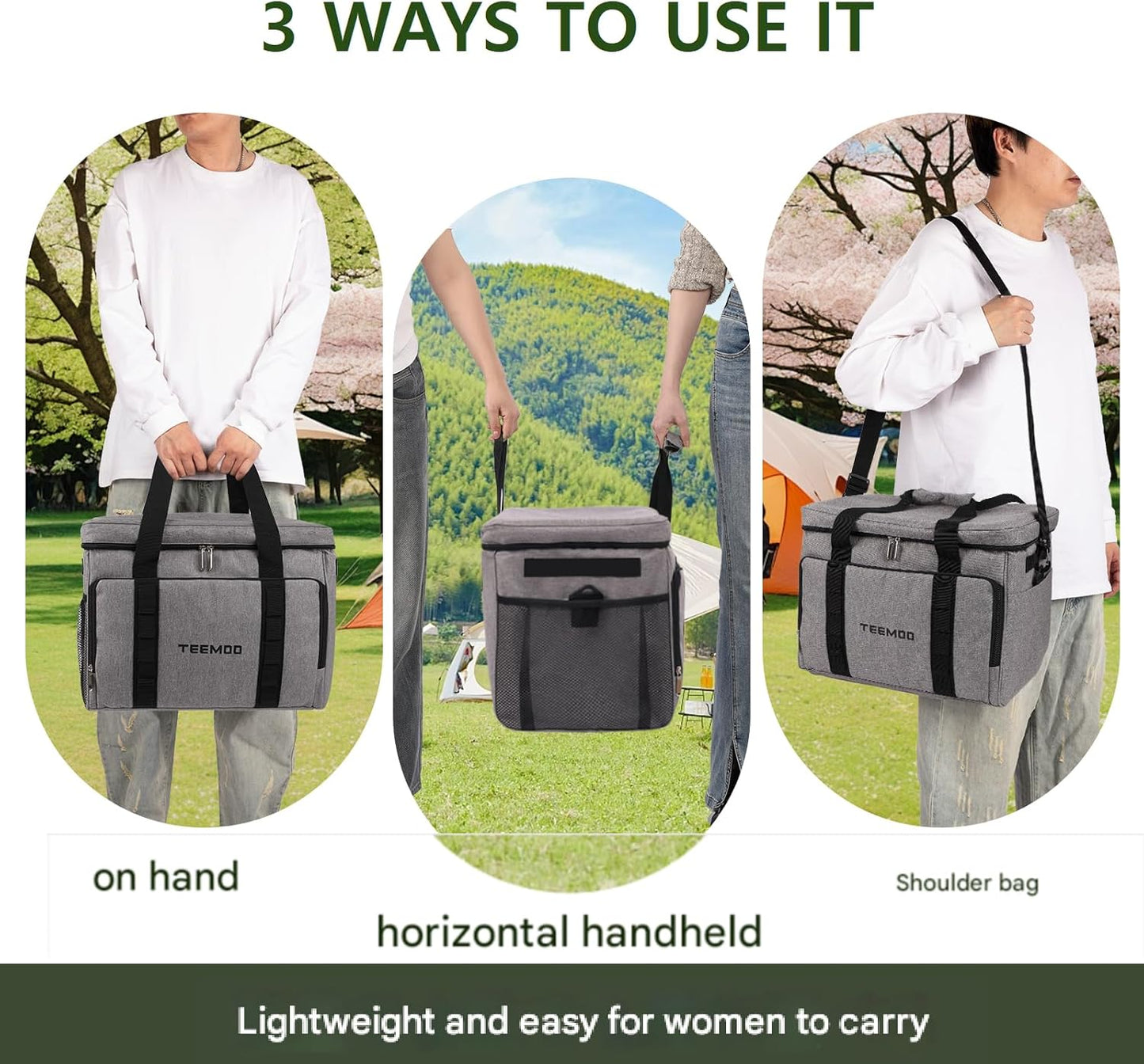 teemoo Large Soft Collapsible Cooler Bag 33L Leakproof, Portable, Grey NEW