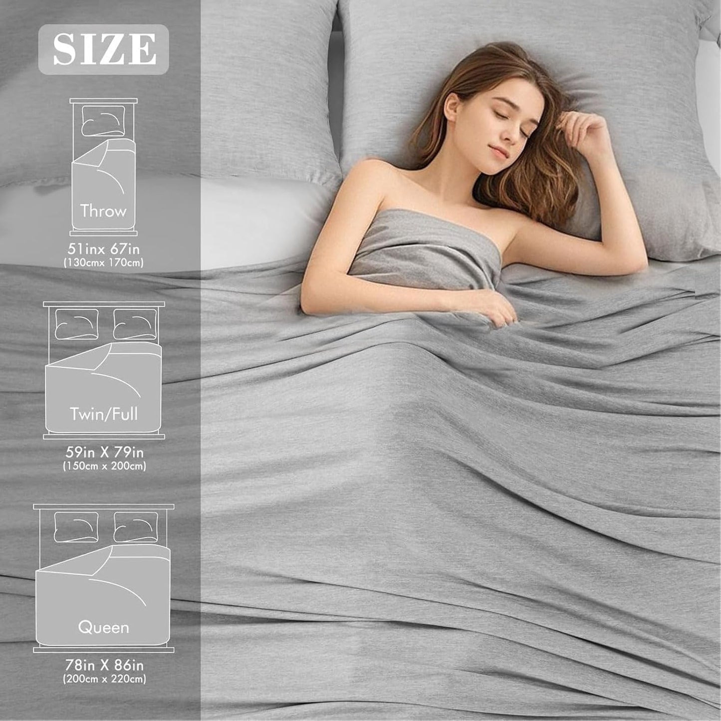 Croch Cooling Fiber Blanket for Hot Sleepers, Grey 150x200cm Twin Throw NEW