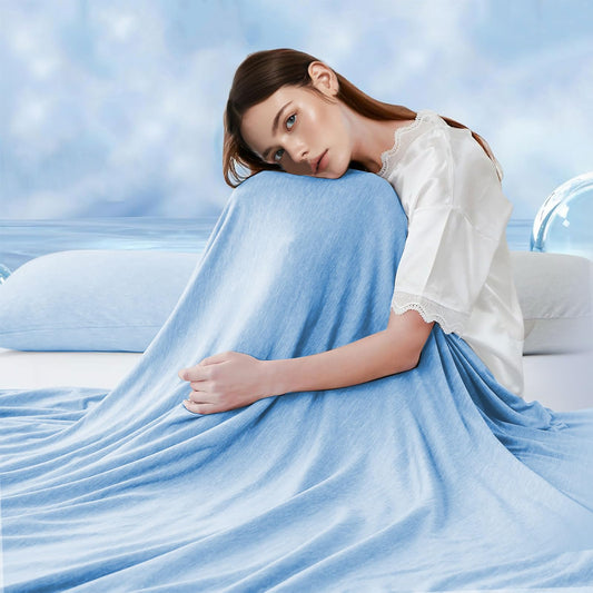 Croch Cooling Fiber Blanket for Hot Sleepers, Blue, 150x200cm Twin Size NEW