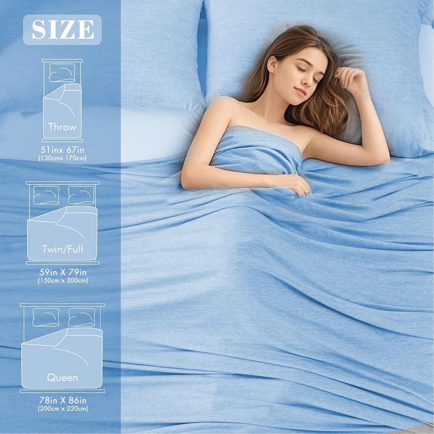 Croch Cooling Fiber Blanket for Hot Sleepers, Blue, 150x200cm Twin Size NEW