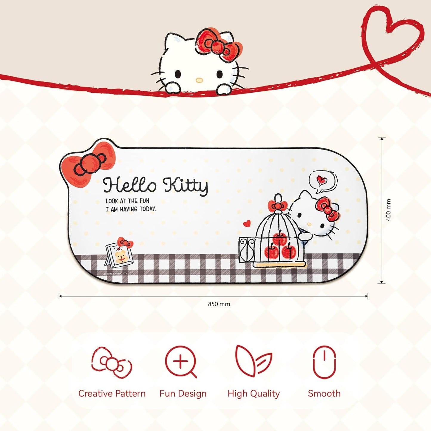 Kuitmor Non-Slip Waterproof Desk Mat White & Red Durable Large Mouse Pad NEW