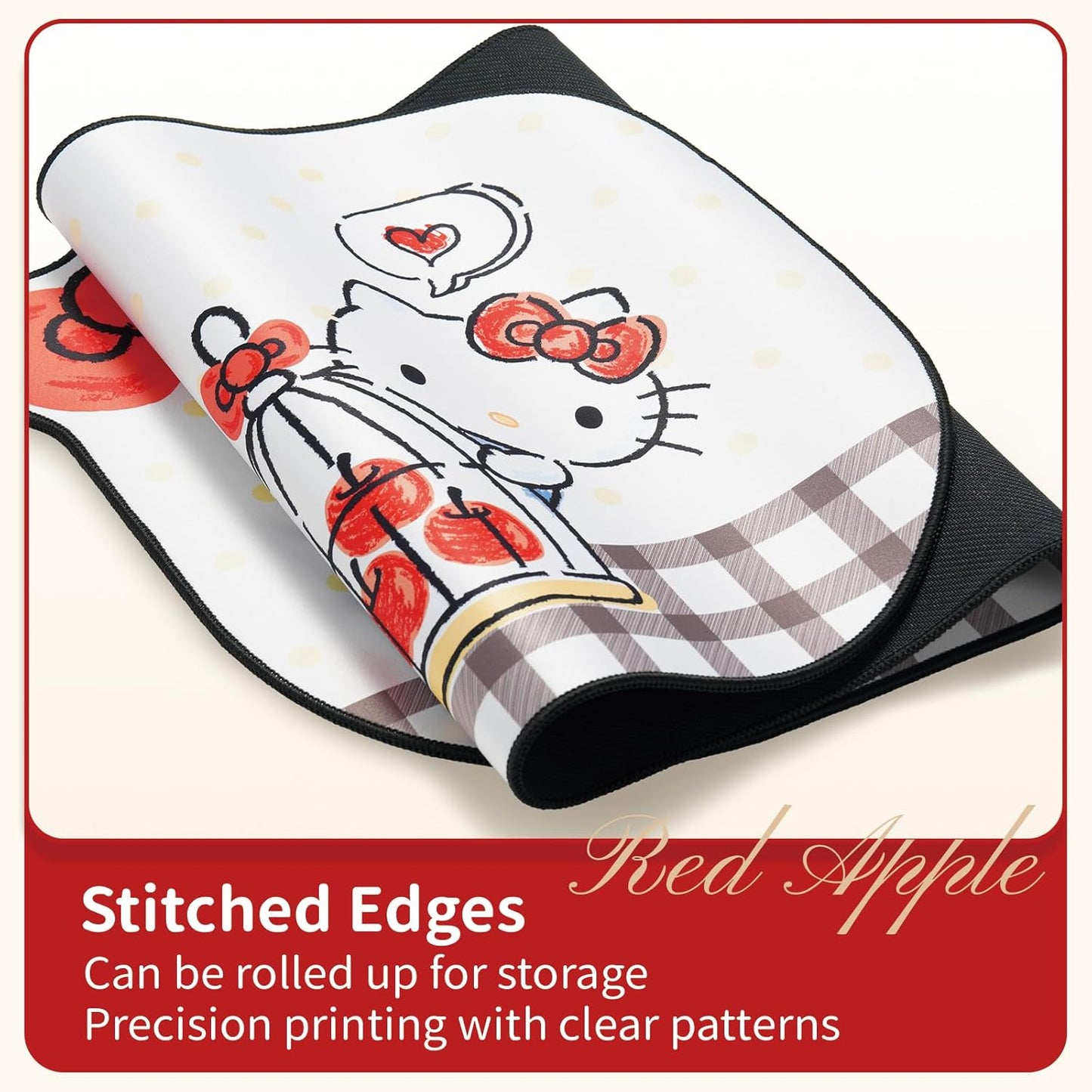 Kuitmor Non-Slip Waterproof Desk Mat White & Red Durable Large Mouse Pad NEW