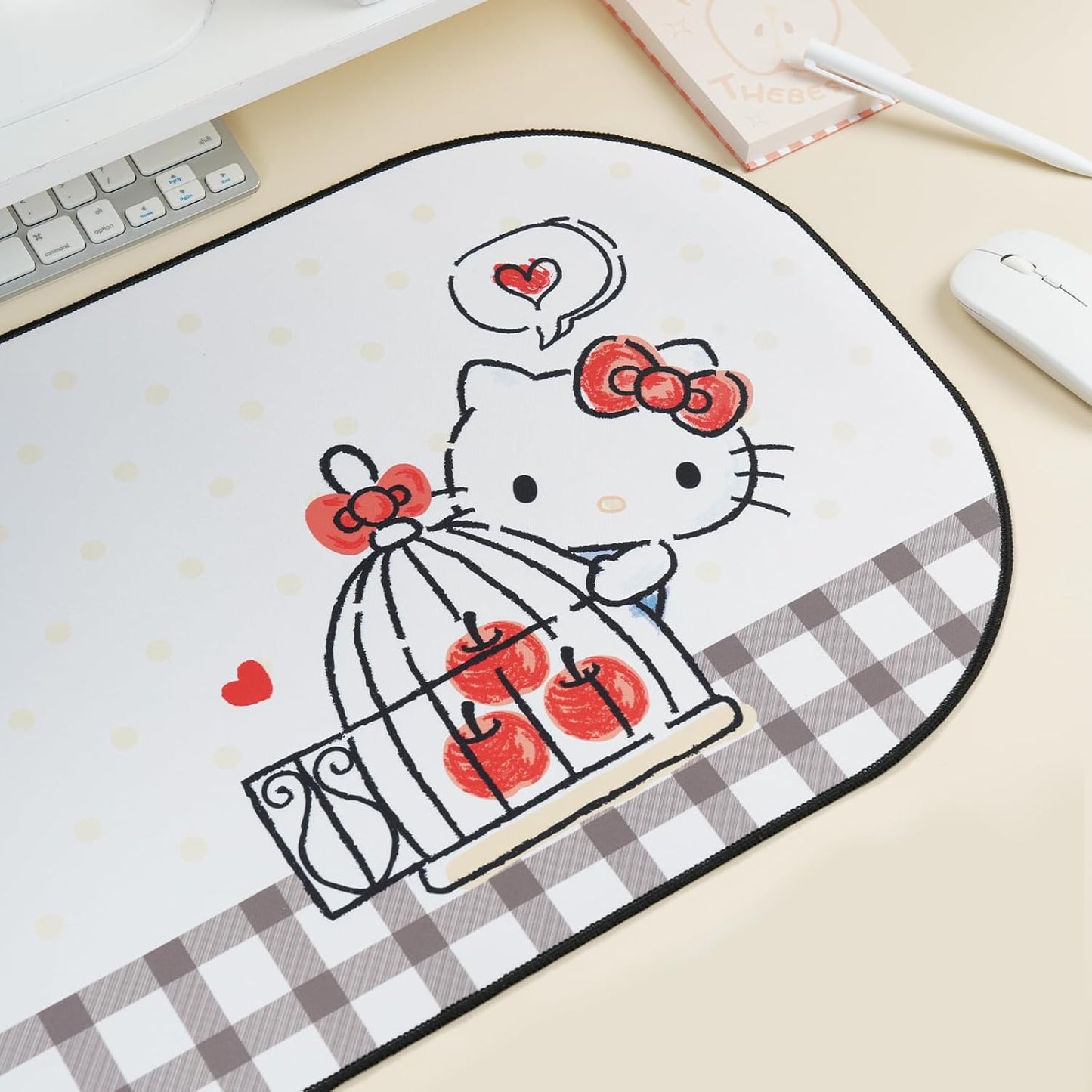 Kuitmor Non-Slip Waterproof Desk Mat White & Red Durable Large Mouse Pad NEW