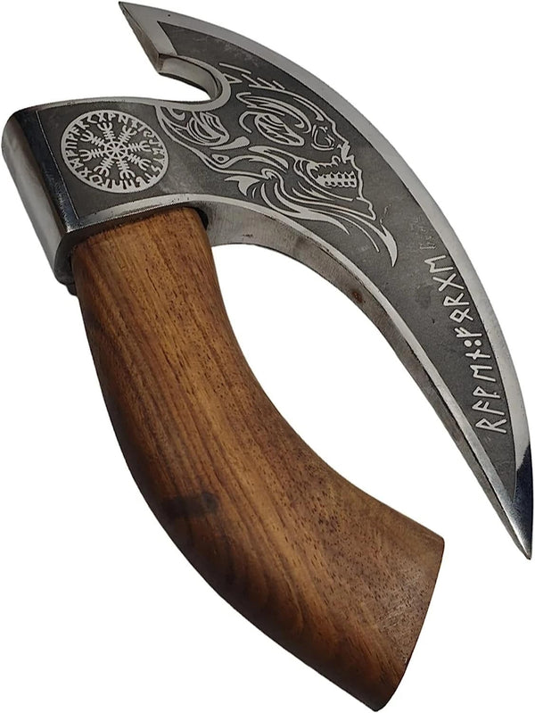 LIFAFA Viking Theme Heavy Duty Black Pizza Cutter Axe with Leather Sheath NEW