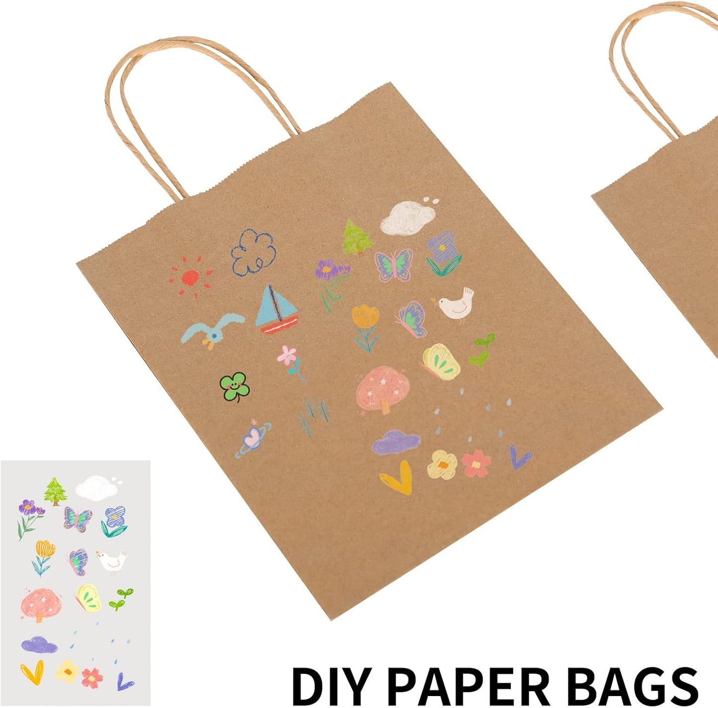 Toovip Plain Brown Kraft Paper Gift Bags with Handles, 1 Count (Pack of 90) NEW