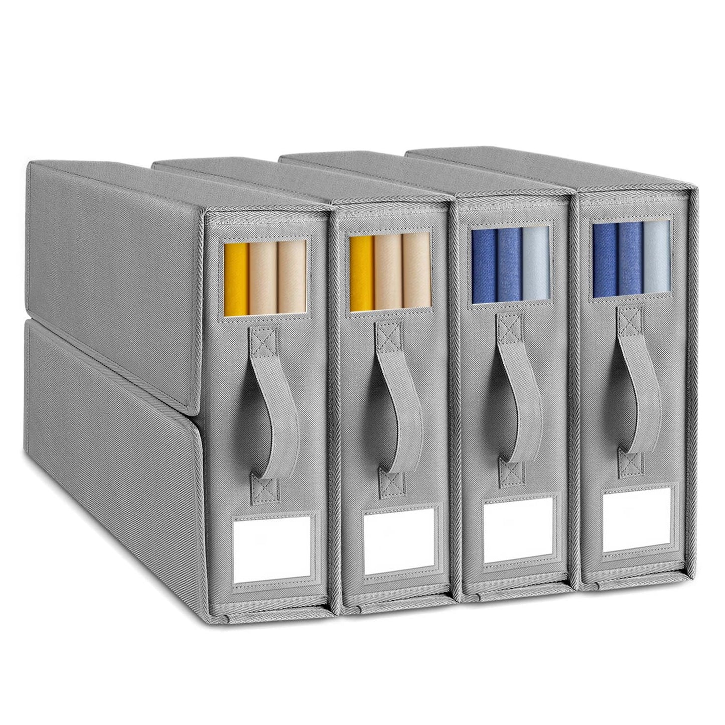 Heyolo 4Pk Foldable Bed Sheet Organizer & Storage Baskets in Grey for Home NEW