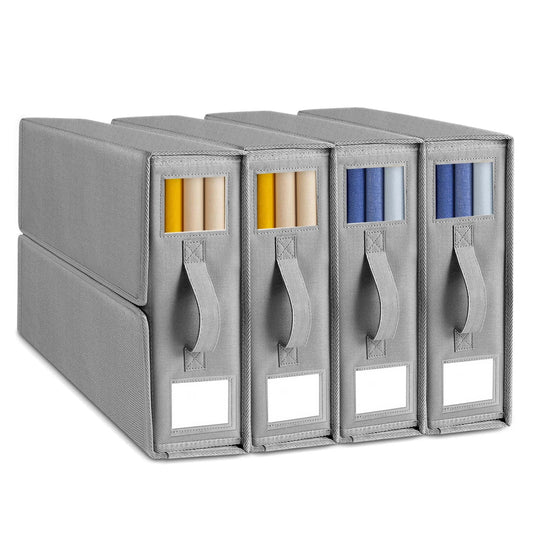 Heyolo 4Pk Foldable Bed Sheet Organizer & Storage Baskets in Grey for Home NEW