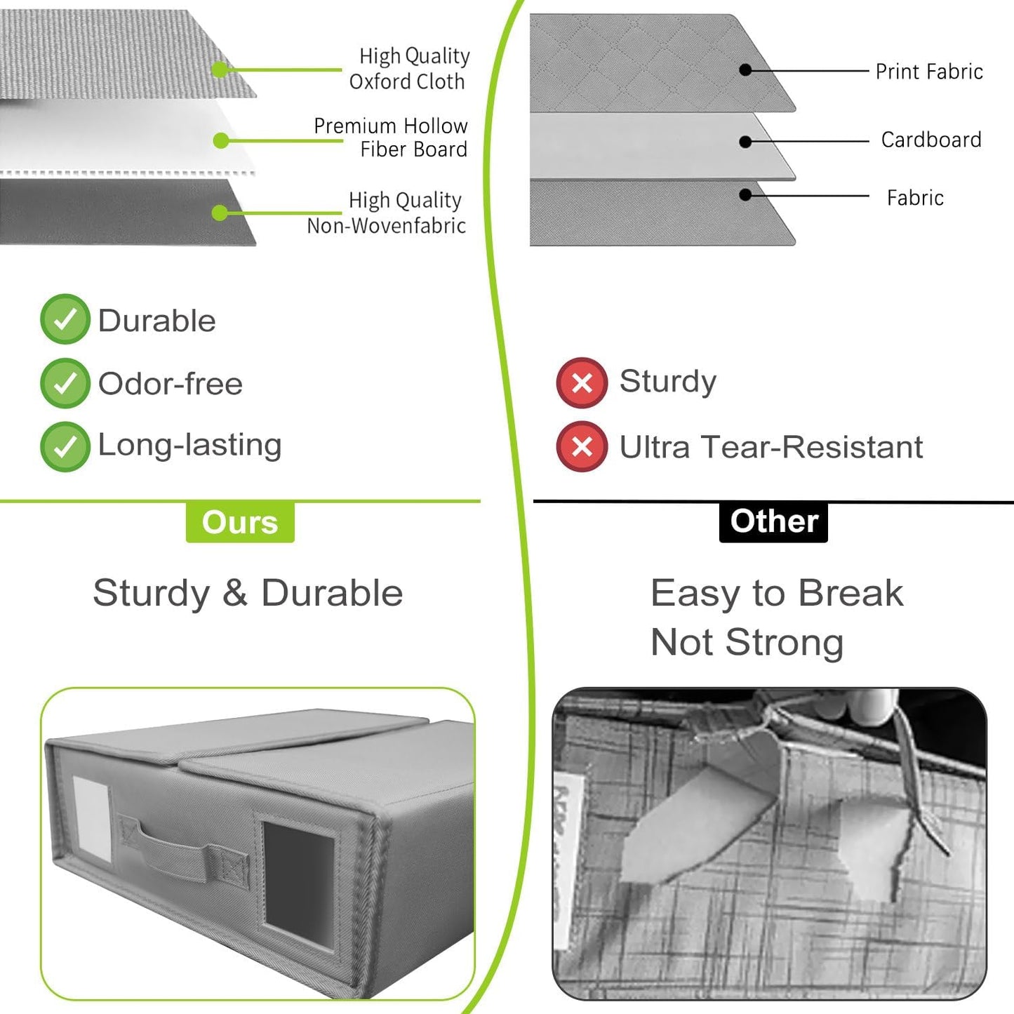 Heyolo 4Pk Foldable Bed Sheet Organizer & Storage Baskets in Grey for Home NEW