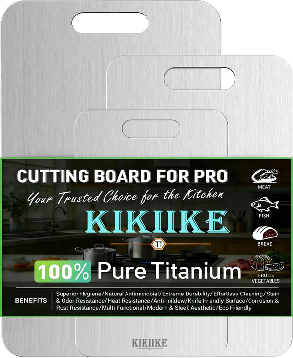 KIKIIKE Titanium Cutting Board Set Metallic Silver Chopping Boards for NEW