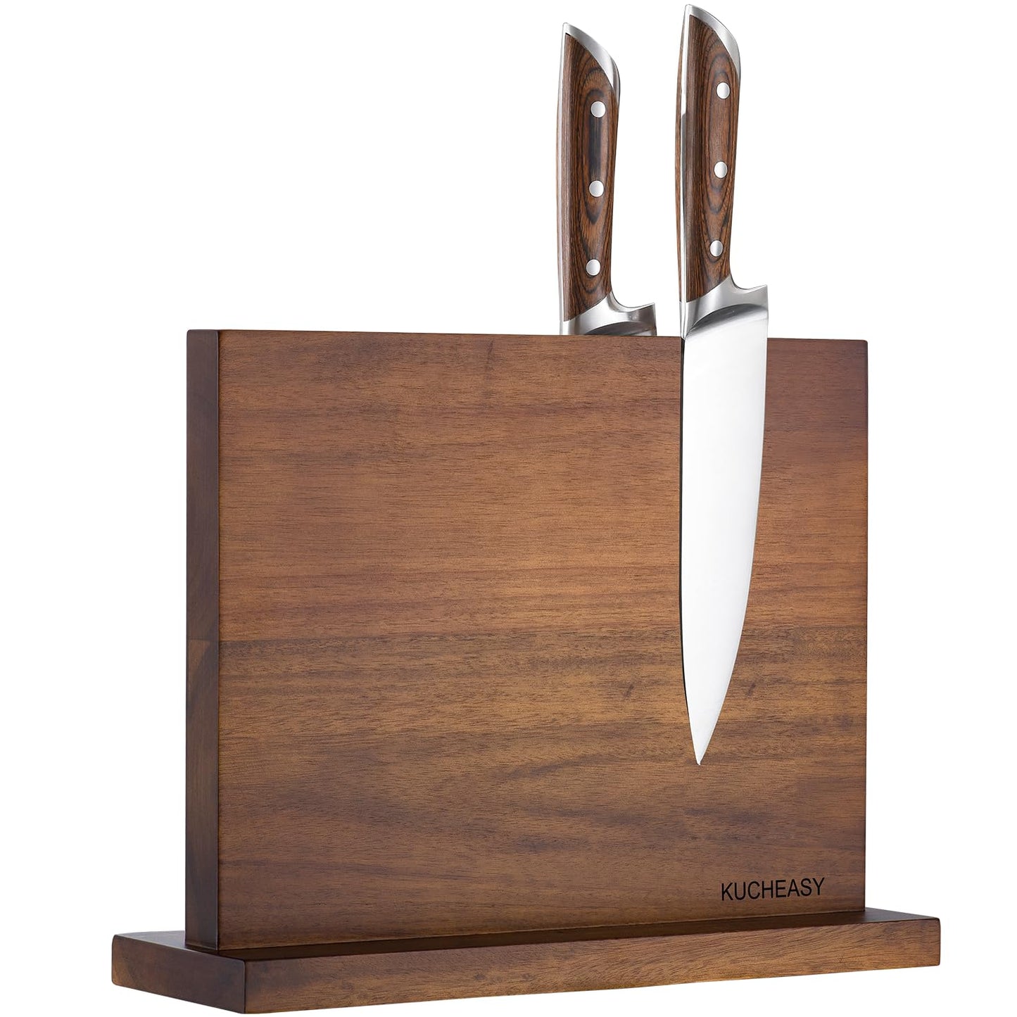 KUCHEASY Magnetic Knife Holder Double Sided Block Without Knives Brown NEW