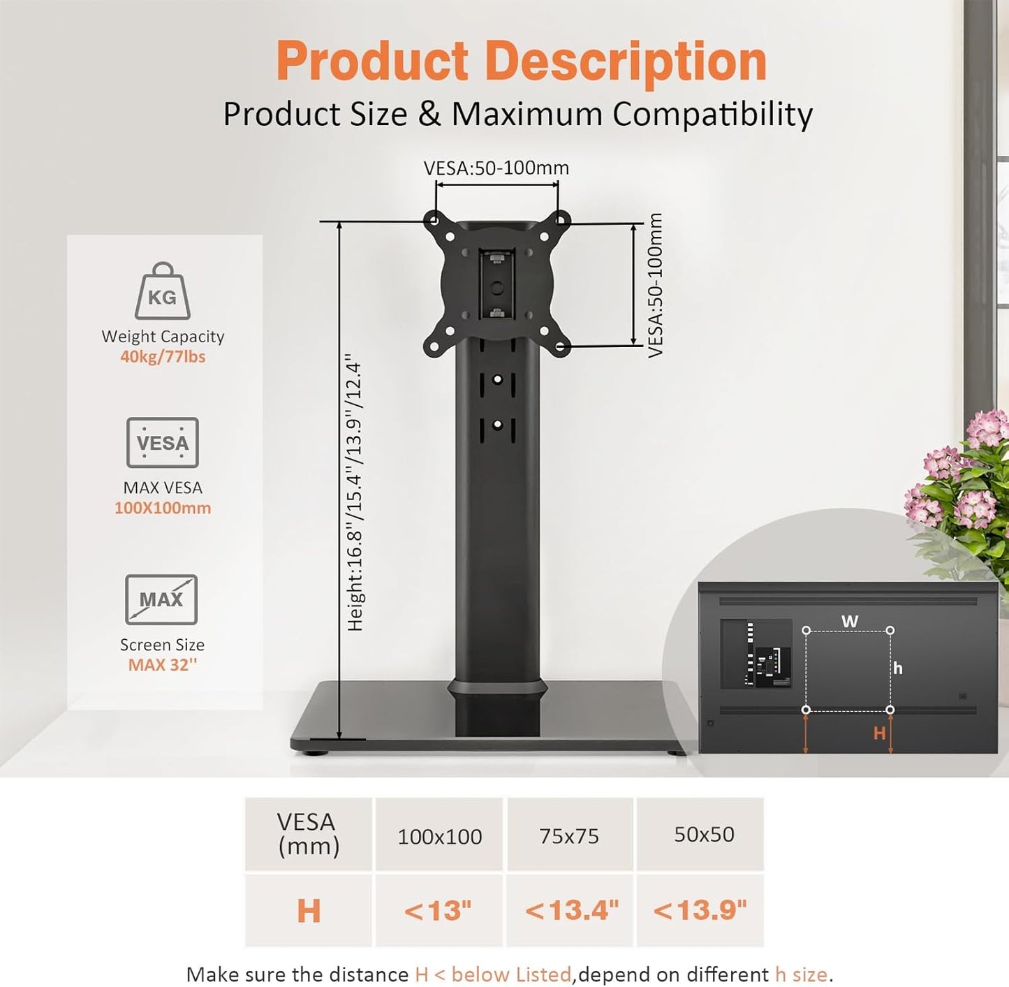 Hemudu Universal Swivel TV Stand Table Top Mount for 13 to 32 inch Screens NEW