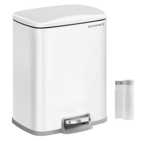 SONGMICS 5.2-Gallon Step Trash Can with Lid Cloud White Kitchen Garbage Bin NEW