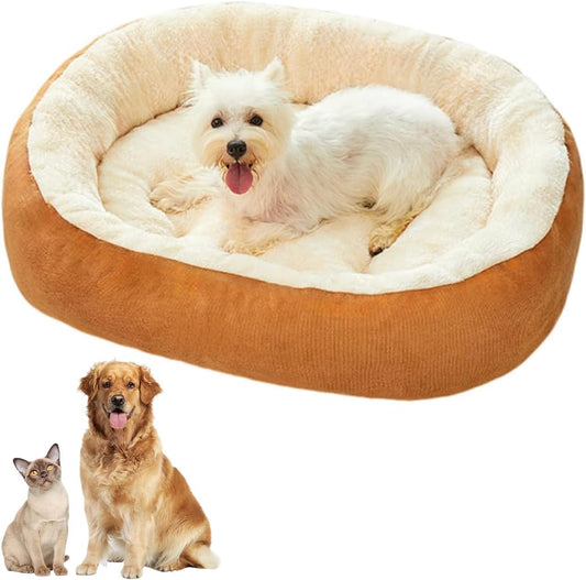 ZLOTOTEC Fluffy Faux Fur Pet Bed for Cats & Small Dogs, Brown X-Large Size NEW