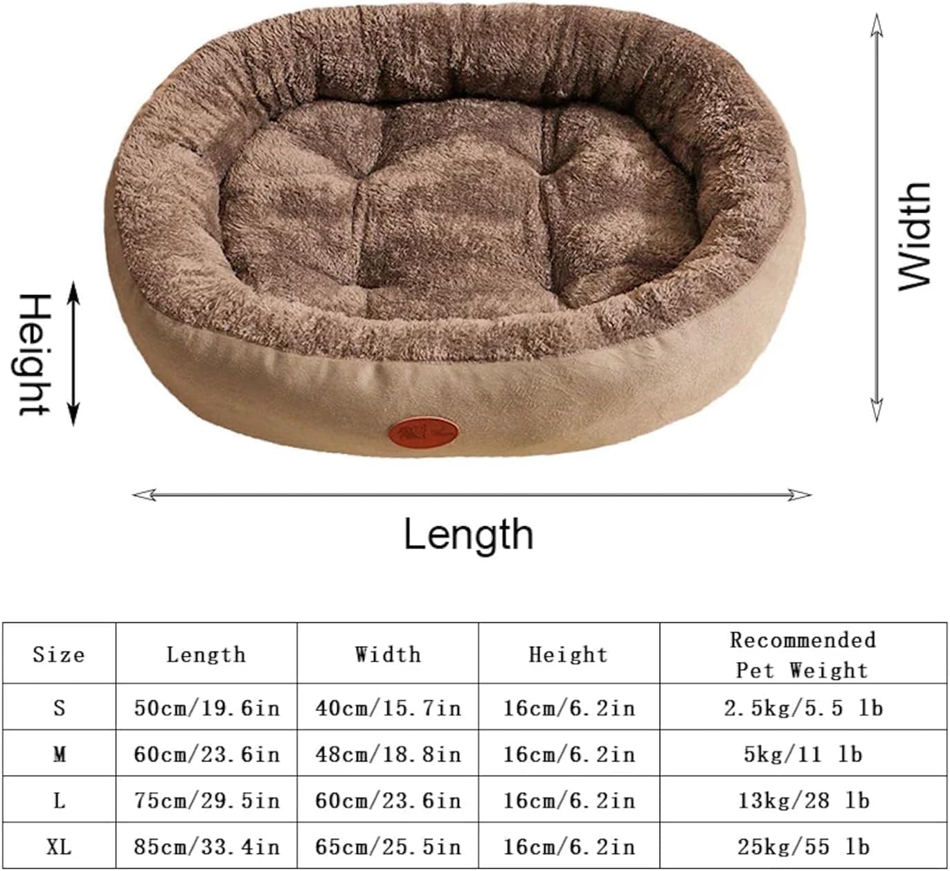 ZLOTOTEC Fluffy Faux Fur Pet Bed for Cats & Small Dogs, Brown X-Large Size NEW