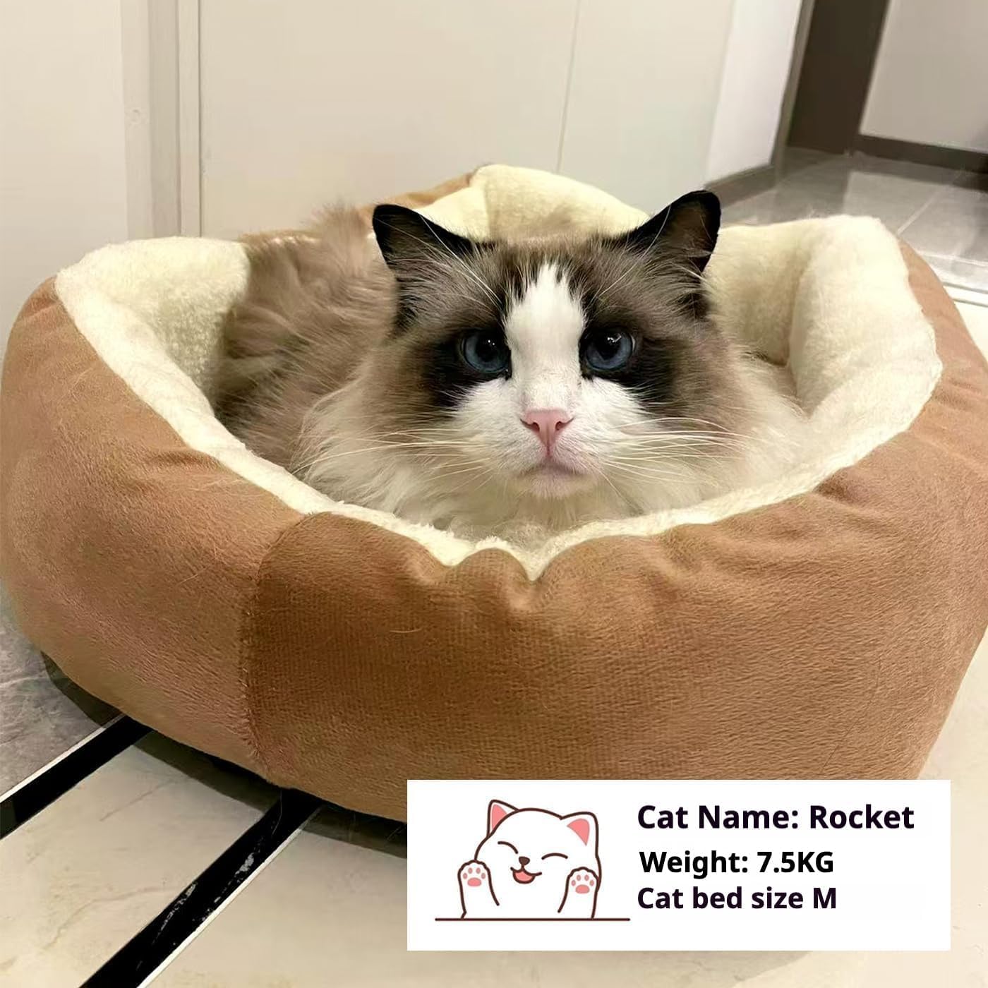 ZLOTOTEC Fluffy Faux Fur Pet Bed for Cats & Small Dogs, Brown X-Large Size NEW