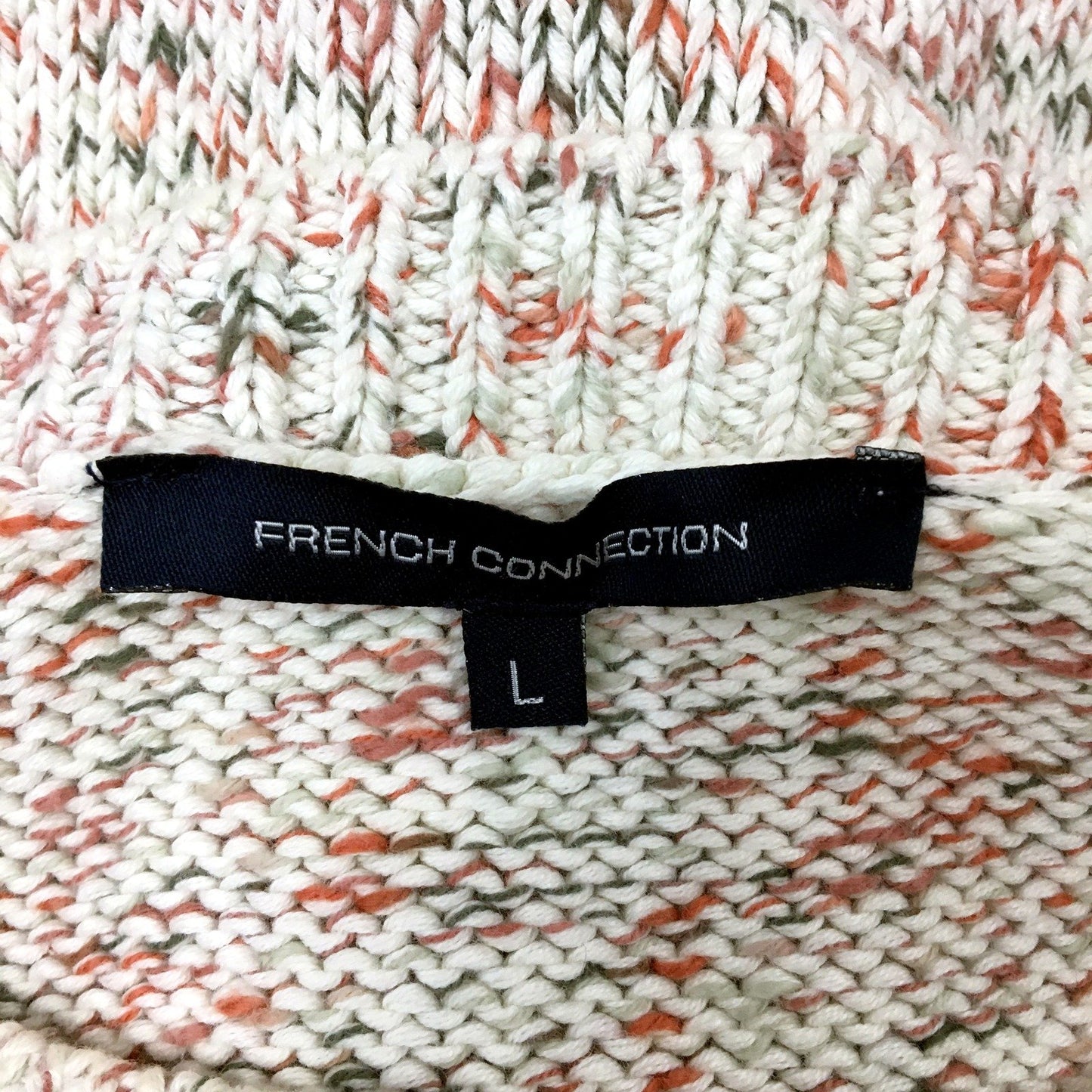 French Connection Womens Marled Knit Pullover Sweater Cotton Crew Neck Size L