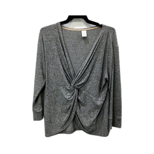 Bras N Things Womens Gray Pullover Sweatshirt Twisted Knot Design Size 12