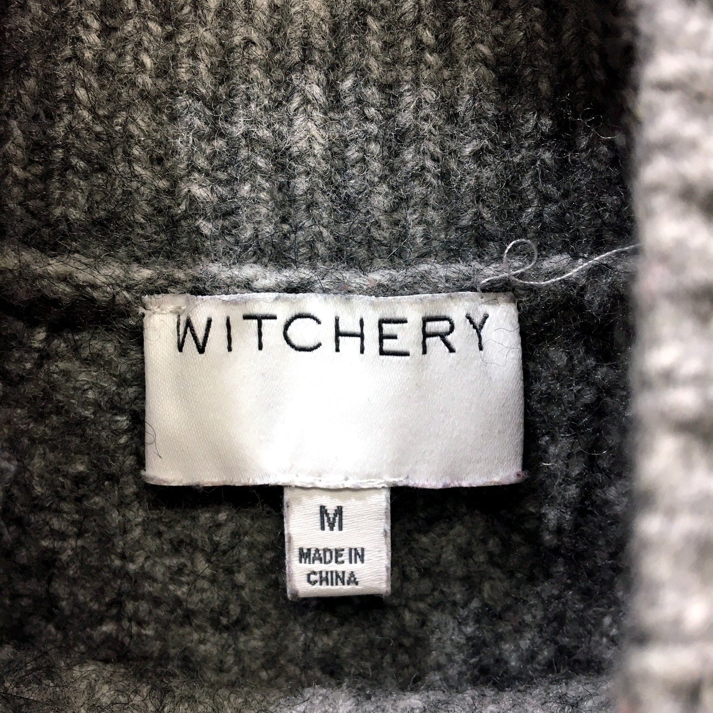 Witchery Womens Ribbed Knit Pullover Sweater Gray Soft Wool Blend Size M NEW