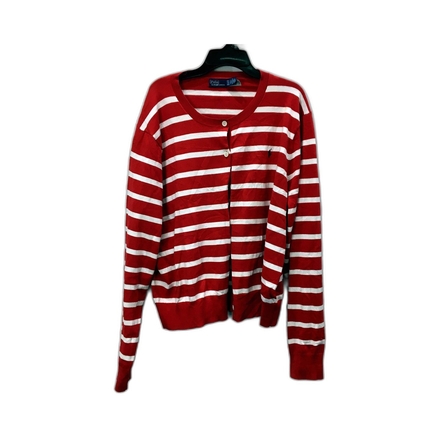 Polo by Ralph Lauren Womens Striped Shirt Long Sleeve Button Front Red and
